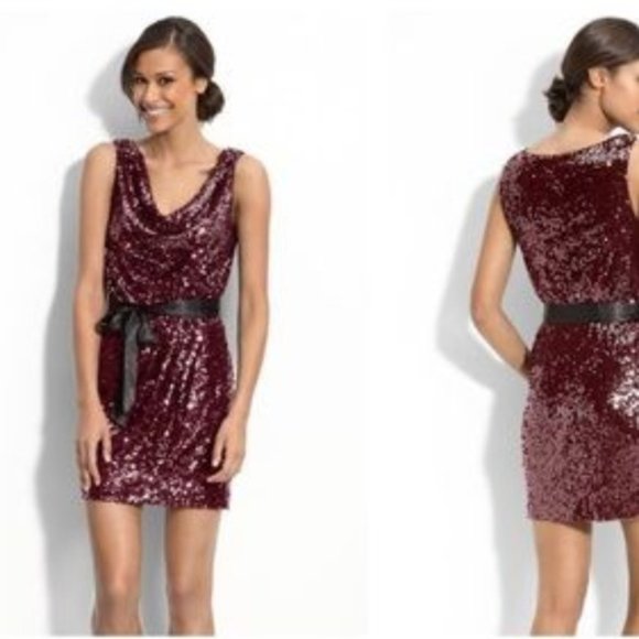Cache Merlot Sequin Mini Dress - Picture 5 of 12